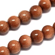 Goldstone perler. Gyldenbrun. 8 mm